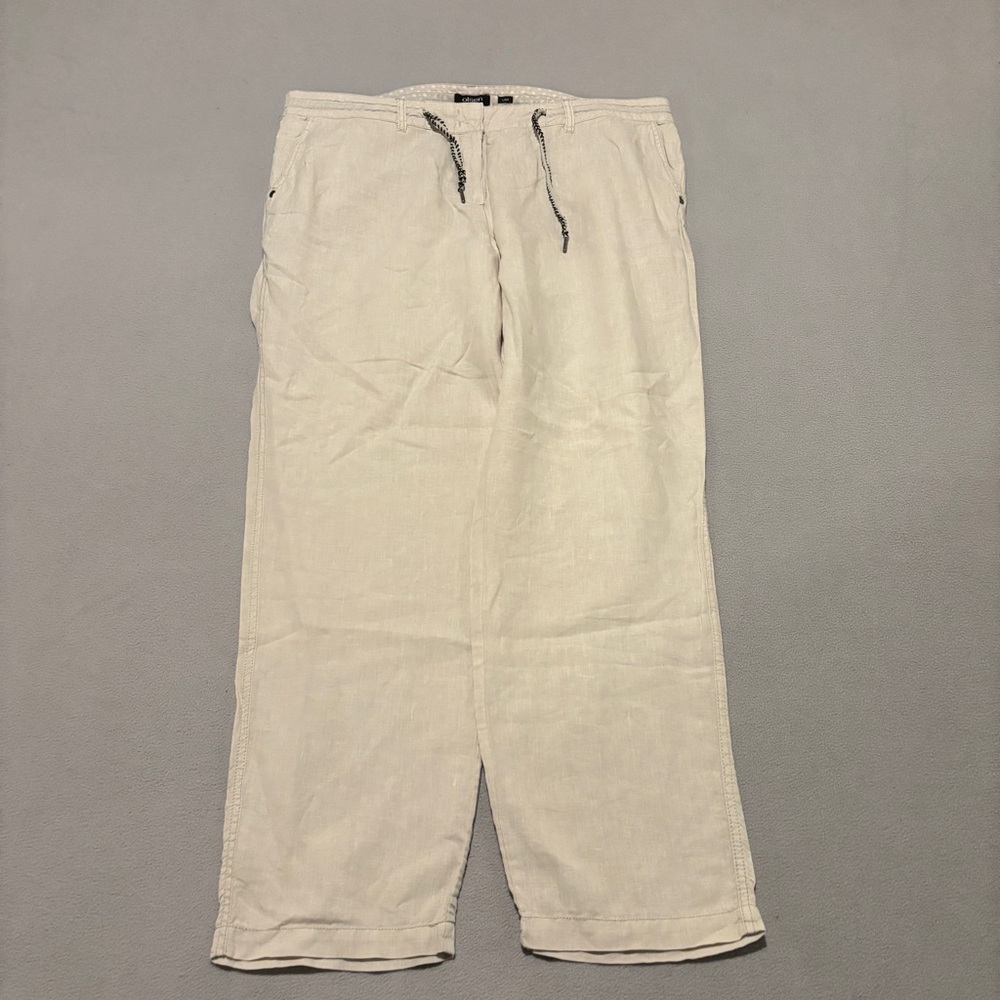 Olsen Europe Lisa Linen Pants Size XL White Wide Leg High‎ Rise Summer Beach